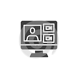 Online learning webinar vector icon