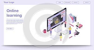 Online learning webpage vector template