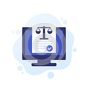 online legal help icon, flat vector
