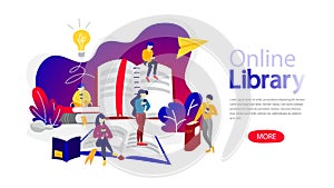 Online library banner for your website illustration