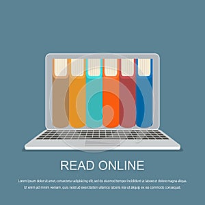 Online library concept. Vector illustration.