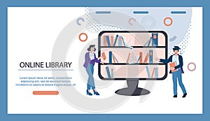 Online library and distance education web banner or landing page