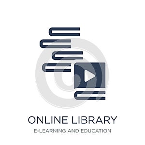 Online library icon. Trendy flat vector Online library icon on w