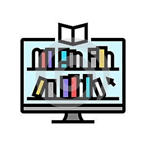 online library learning platform color icon vector illustration