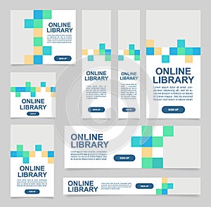 Online library web banner design template