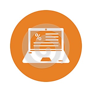 Online loan application icon. Rounded orange color