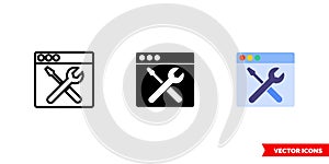 Online maintenance portal icon of 3 types color, black and white, outline. Isolated vector sign symbol