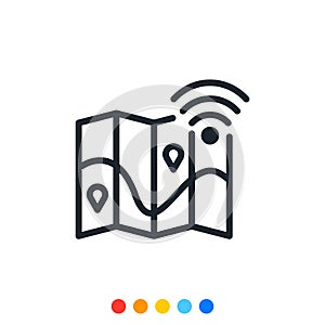 Online map icon,Internet of things icon photo
