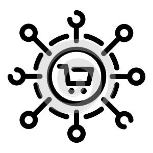 Online market icon, outline style