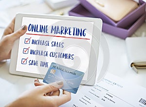 Online Marketing Aims Plan Strategy Concept photo