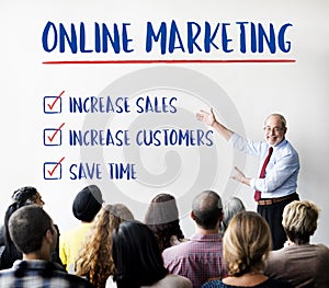 Online Marketing Aims Plan Strategy Concept photo