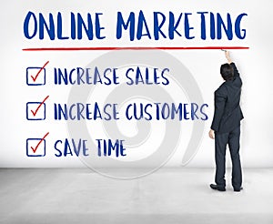 Online Marketing Aims Plan Strategy Concept photo