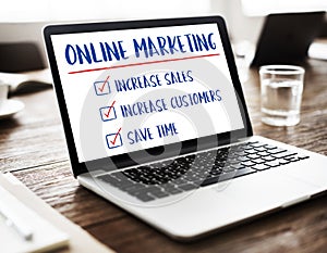 Online Marketing Aims Plan Strategy Concept photo