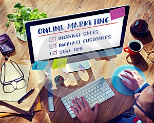 Online Marketing Aims Plan Strategy Concept