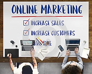 Online Marketing Aims Plan Strategy Concept