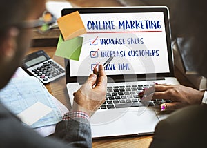 Online Marketing Aims Plan Strategy Concept photo