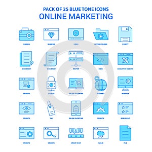 Online Marketing Blue Tone Icon Pack - 25 Icon Sets