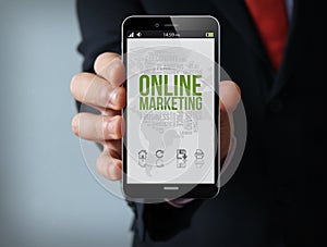 Online marketing businessman smartphone