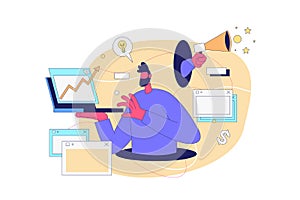 Online marketing concept, digital marketing vector art, affiliate marketing illustration