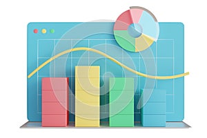 Online marketing, financial report chart. Concept of business trend. Trend analysis and project promotion. Technology development