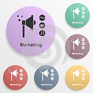 Online marketing, marketing badge color set icon. Simple glyph, flat vector of online marketing icons for ui and ux, website or