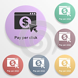 Online marketing, pay per click badge color set icon. Simple glyph, flat vector of online marketing icons for ui and ux, website