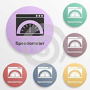 Online marketing, speedometer badge color set icon. Simple glyph, flat vector of online marketing icons for ui and ux, website or