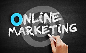 Online Marketing text on blackboard