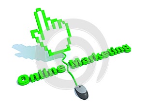 Online marketing text with hand cursor