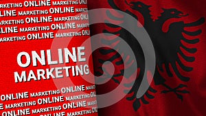 Online Marketing Title with Albania flag