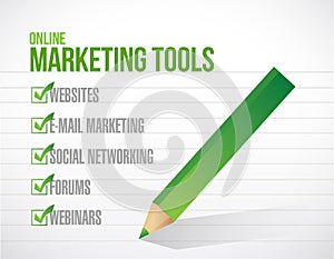 Online marketing tools check mark illustration