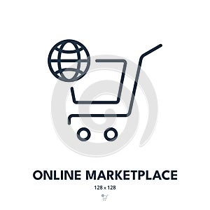 Online Marketplace Icon. Ecommerce, Store, Shop. Editable Stroke. Vector Icon photo