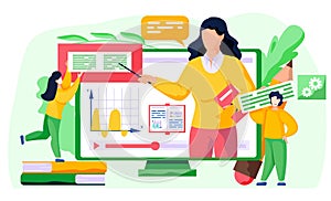 Online math course. Learning mathematics in internet, idea of distance education and knowledge