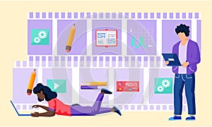 Online math course. Learning mathematics in internet, idea of distance education and knowledge