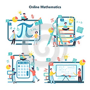 Online math course set. Learning mathematics in internet,