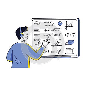 Online Math Tutor Explaining Equations on Whiteboard