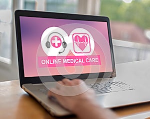 Online medical care concept on a laptop