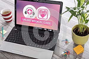 Online medical care concept on a laptop