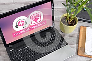 Online medical care concept on a laptop
