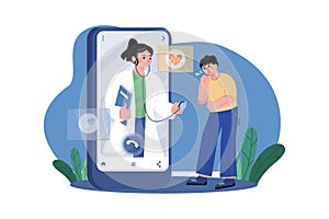 Online Medical Consultation Illustration concept on white background