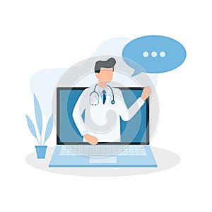 Online medical consultation and support. Online doctor. Vector illustration