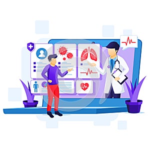 Online medical diagnostics concept  online doctor health care assistance illustration