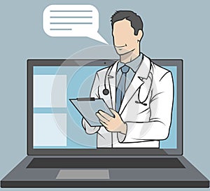 Online medical doctor, online consultation and support, mobile medicine emblem, icon, symbol, illustration, vector, online doctor,