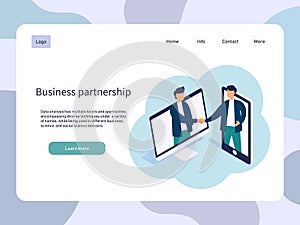 Online meeting, business partnership. Vector illustration