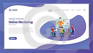 Online mentoring business concept technology for website template landing homepage