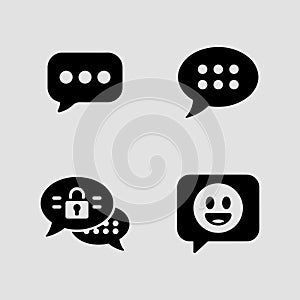 Online Messaging and Chat Icons solid icon set. instant messaging online conversation solid icons