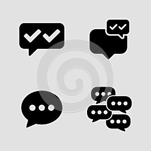 Online Messaging and Chat Icons solid icon set. web chat message exchange com