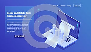 Online mobile banking concept, finance accounting, business management and statistic, distribution of the budget service