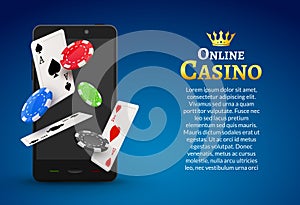 Online mobile casino background. Poker app online concept.