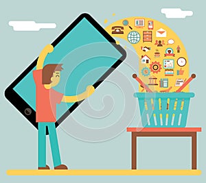 Online Mobile Marketing Sale and Buy Concept Icon